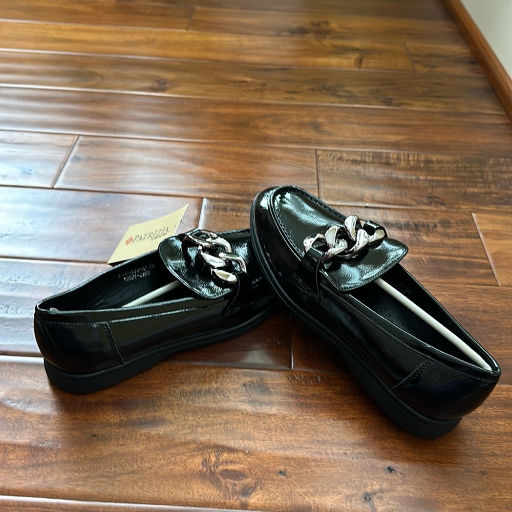 Patrizia by Spring Step Black Patent Leather Loafers, size 8.5 US/39 European